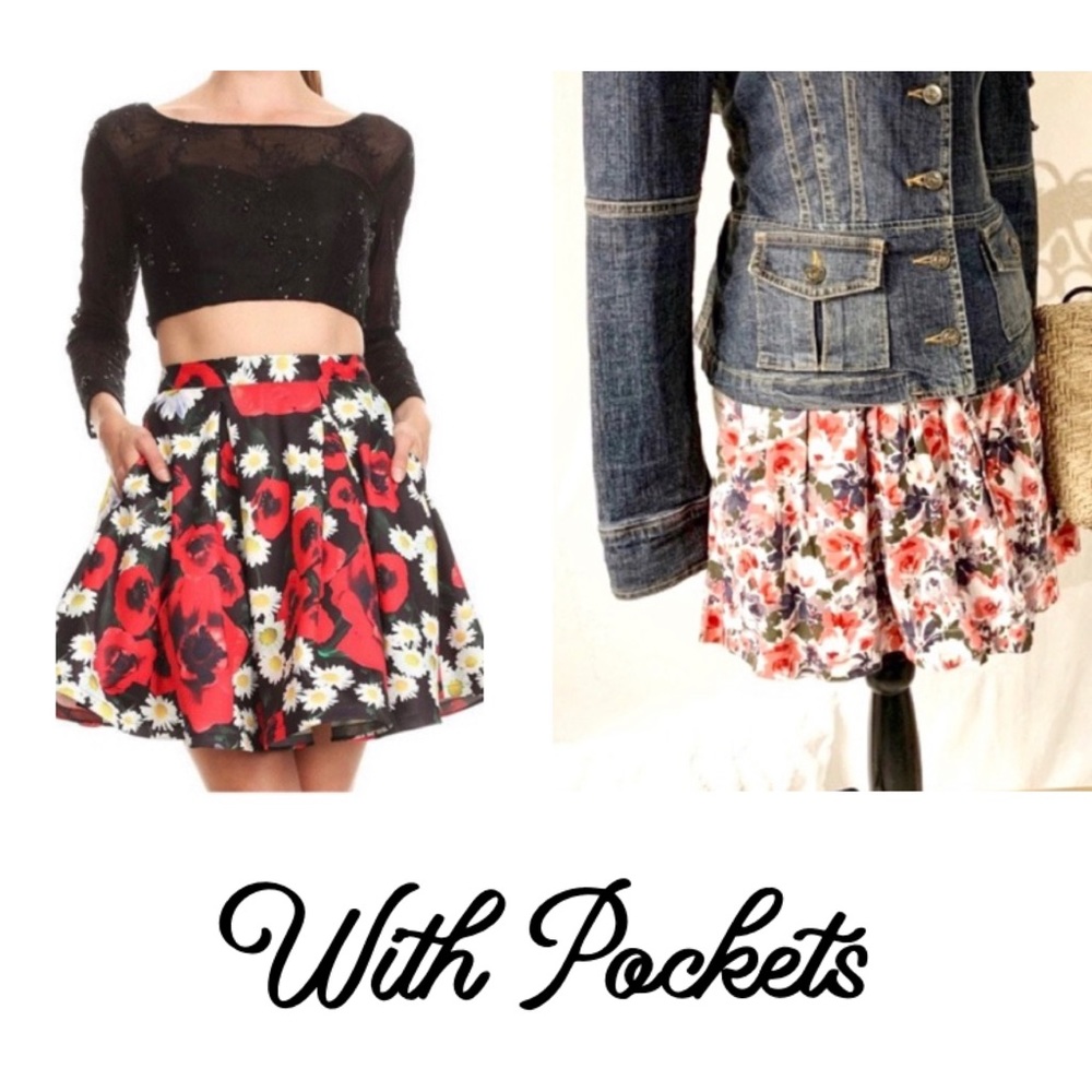 NWOT Forever 21 Flare floral mini skirt w/ pockets